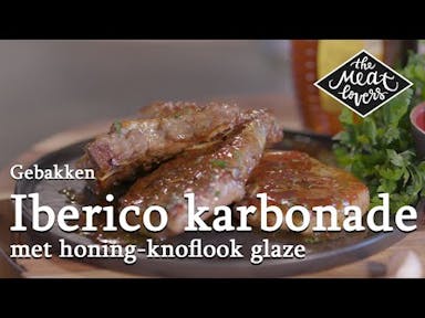 Iberico karbonade met honing-knoflook glaze