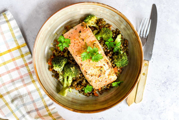 kriskookt - zalm met linzen en broccoli - 